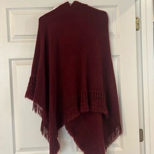 Crimson poncho with hood